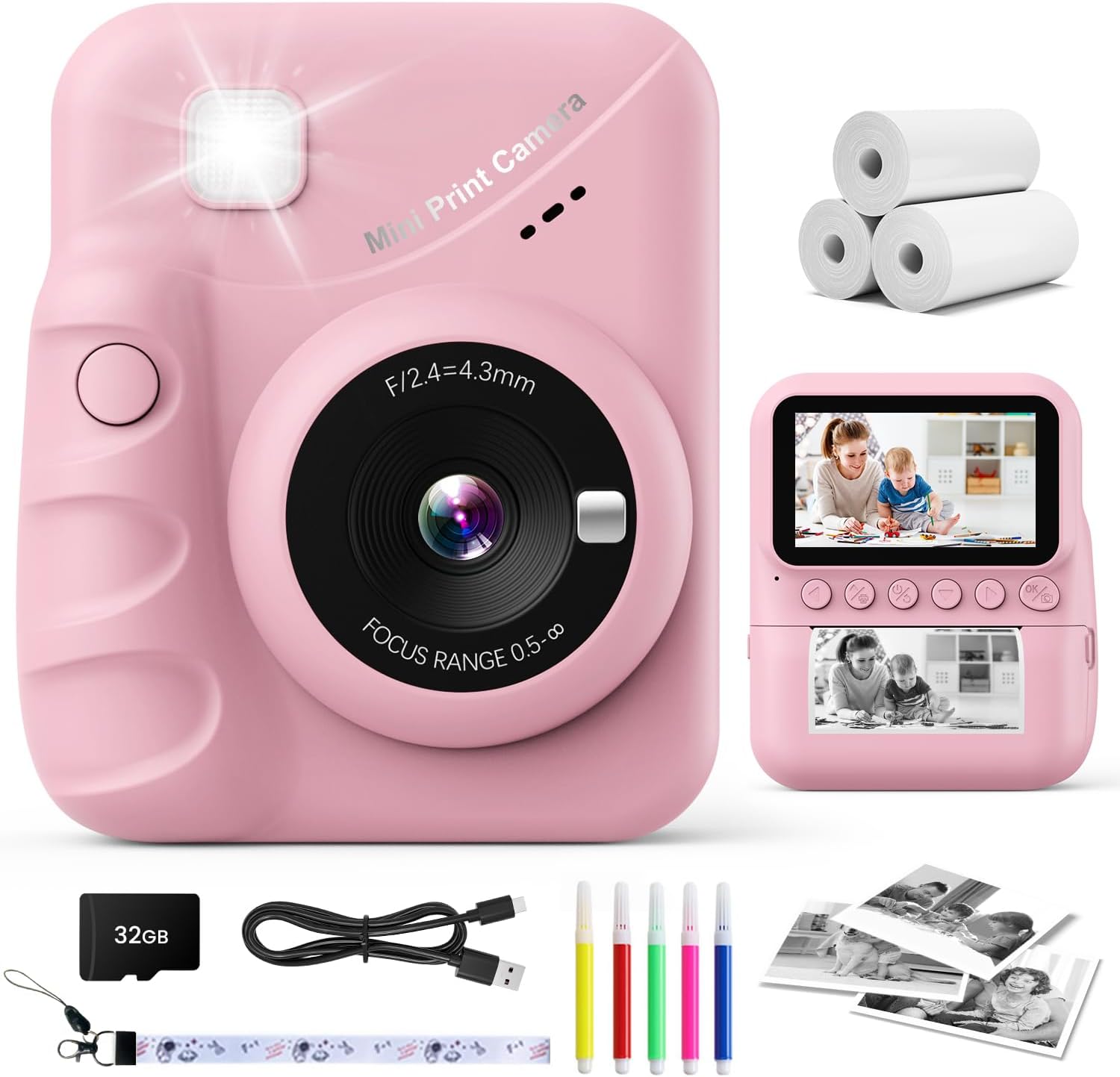 Kids Instant Print Camera with Digital Screen